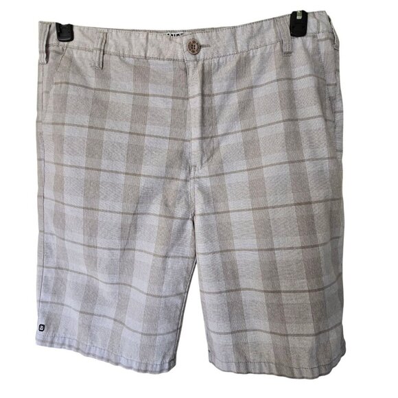 Mens Shorts Micros Brand Bermuda Style Plaid Shorts Men's Size 38 Beige Brown - Picture 1 of 5